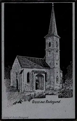 Silber Litho Sankt Radegund bei Graz Steiermark, Blick auf die Kirche