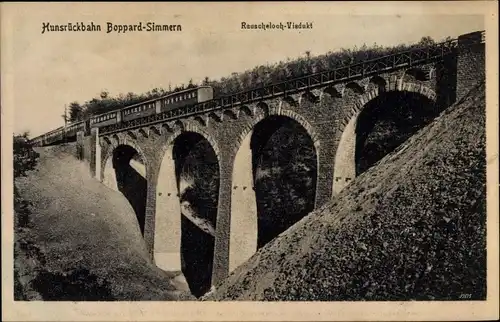 Ak Boppard-Simmern am Rhein, Rauscheloch Viadukt, Hunsrückbahn