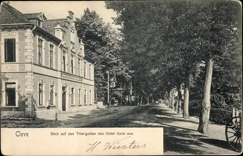 Ak Kleve am Niederrhein, Blick auf den Tiergarten von Hotel Kock aus