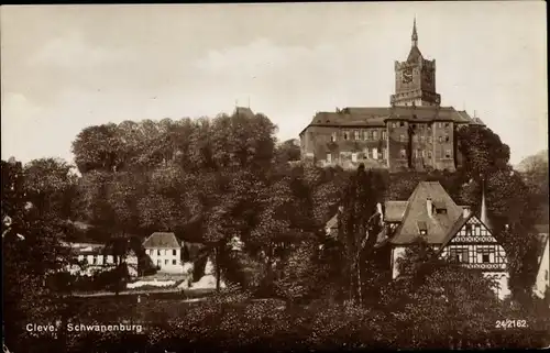 Ak Kleve am Niederrhein, Teilansicht mit Schwanenburg