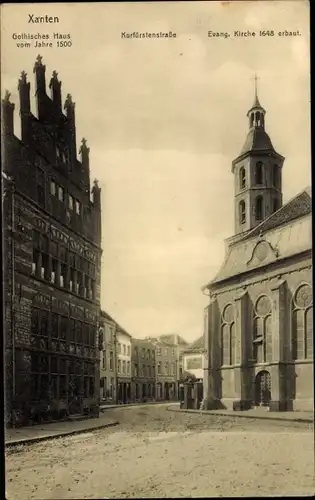 Ak Xanten am Niederrhein, Kurfürstenstraße, Evangelische Kirche, Gothisches Haus