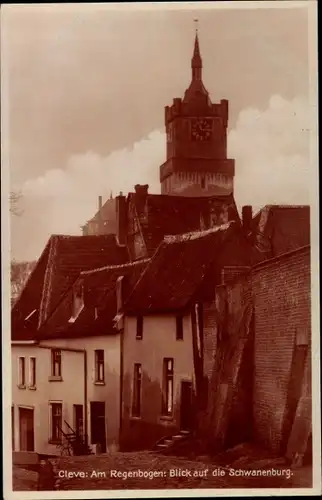 Ak Kleve am Niederrhein, Am Regenbogen, Blick auf die Schwanenburg