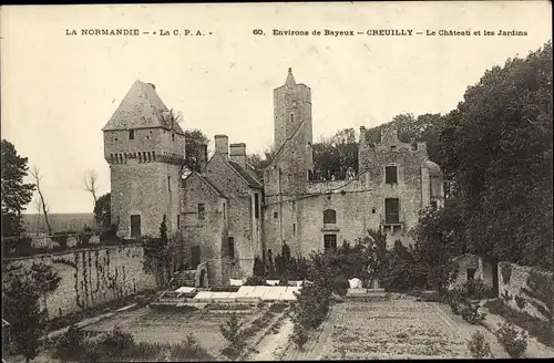 Ak Creully Calvados, Le Chateau, Les Jardins