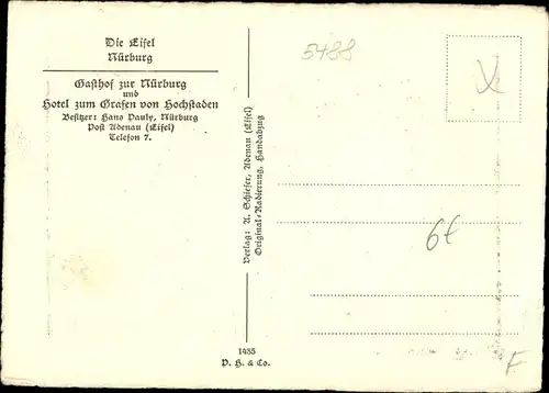 Ak Nürburg in der Eifel, Bugr, Ort, Umgebung, Gasthof zur Nürburg, Hotel zum Grafen v. Hochstaden