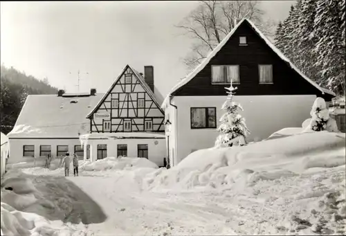 Ak Kleinolbersdorf Altenhain Chemnitz in Sachsen, Gasthof Sternmühle im Winter