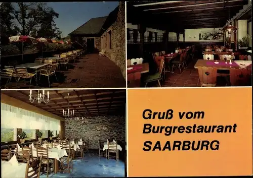 Ak Saarburg an der Saar Bezirk Trier, Burgrestaurant, Innenansichten