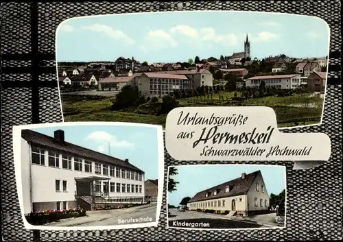 Ak Hermeskeil in Rheinland Pfalz, Teilansicht, Berufsschule, Kindergarten