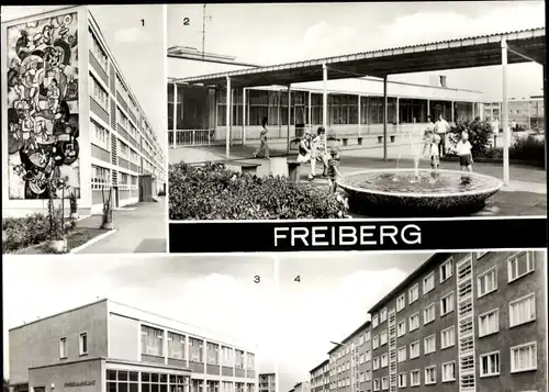 Ak Freiberg in Sachsen, Neubauviertel, Lenin Gorki Oberschule, Versorgungszentrum, Kinderambulanz