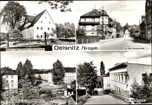 Ak Oelsnitz im Erzgebirge, Dr. Otto Nuschke Str. Wohnsiedlung, Am Krankenhaus