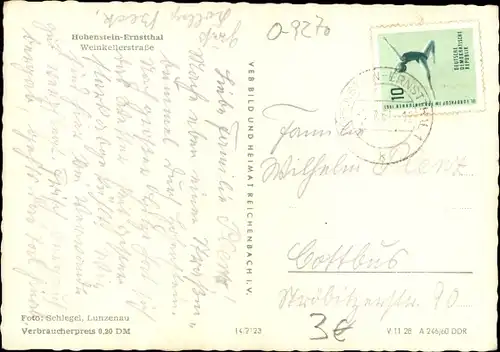 Ak Hohenstein Ernstthal in Sachsen, Weinkellerstraße