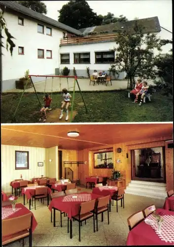 Ak Mehren in der Eifel, Mehren Mühle, Pension Hoffmann, Spielplatz, Innenansicht