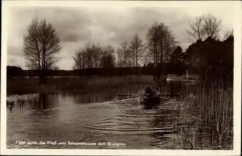 Ak Wendisch Rietz im Kreis Oder Spree, Fahrt durch das Fließ vom Scharmützelsee zum Glubigsee