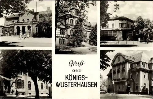 Ak Königs Wusterhausen in Brandenburg, Bahnhof, Amtsgericht, Postamt, HO Bahnhofshotel