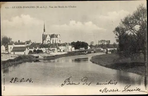 Ak Le Lion d'Angers Maine et Loire, Vue du Bord de l'Oudon