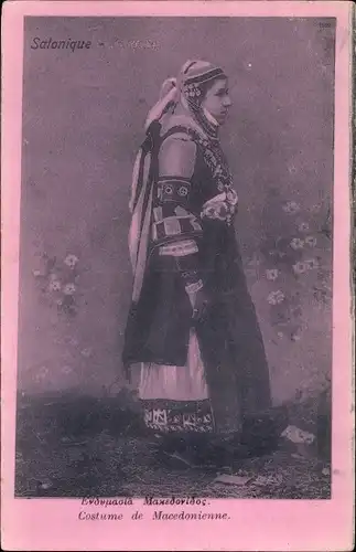 Ak Costume de Macedonienne, Frau in mazedonischer Tracht