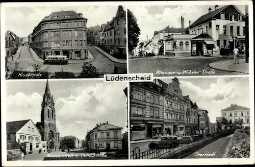 Ak Lüdenscheid im Märkischen Kreis, Altenauer Wilhelm Straße, Oberstadt, Kluserplatz, Knappenstraße