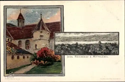 Künstler Litho Biese, C., Insel Reichenau, Mittelzell, Gasthaus zum Mohren von Ed. Weltin