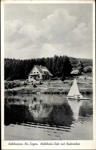 Ak Holzhausen Burbach im Siegerland, Waldhaus Café mit Badeweiher