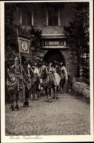 Ak Hohenlimburg Hagen in Westfalen, Schloss, Herolde Fanfarenbläser zu Pferde, 700 Jahrfeier, 1930
