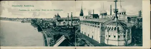 Klapp Ak Düsseldorf am Rhein, Industrie und Gewerbeausstellung 1902, Panorama, Rheinbrücke