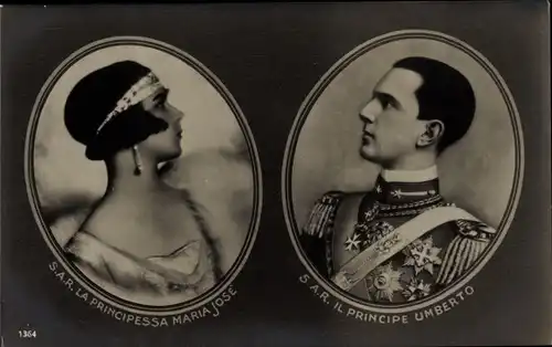 Ak Umberto II, König von Italien, Marie José von Belgien, Portrait