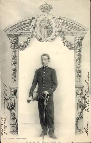 Passepartout Ak Alfonso XIII, König von Spanien, Portrait in Uniform