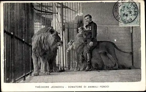 Ak Theodore Jeonescu, Domatore di Animali Feroci, Dompteur, Löwen