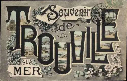 Buchstaben Ak Trouville sur Mer Calvados, Ortsansichten, Souvenir, Vergissmeinnicht