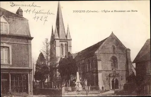 Ak Touques Calvados, L'Eglise, Monument aux Morts