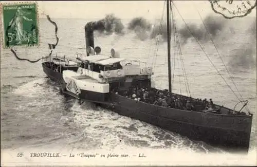 Ak Trouville Calvados, La Touques en pleine mer, Salondampfer