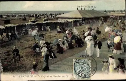 Ak Trouville Calvados, La Plage, Les Planches