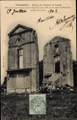 Ak Touques Calvados, Ruines du Chateau de Lassay