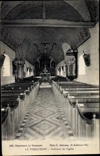 Ak Le Torquesne Calvados, Interieur de l'eglise