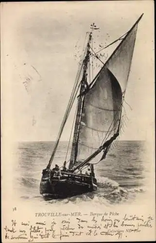 Ak Trouville sur Mer Calvados, Barque de Peche