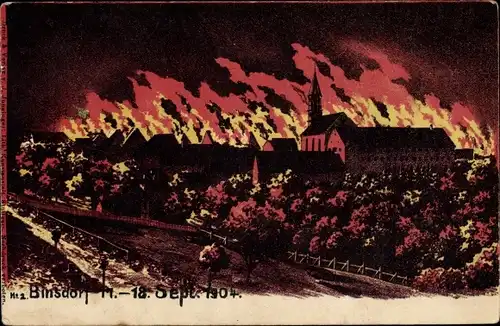 Ak Binsdorf Geislingen an der Steige in Baden Württemberg, Brand der Ortschaft 18. September 1904