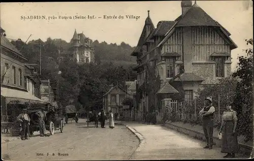 Ak Bosc Guérard Saint Adrien Seine Maritime, Entree du Village