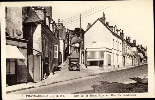Ak Château Renault Indre et Loire, Rue de la Republique et Rue Pierre Moreau, LKW