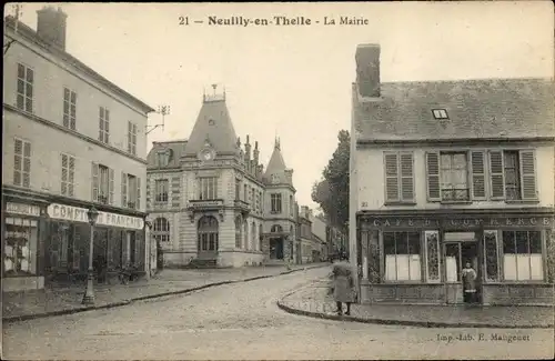 Ak Neuilly en Thelle Oise, La Mairie, Comptoir Francais, Cafe du Commerce