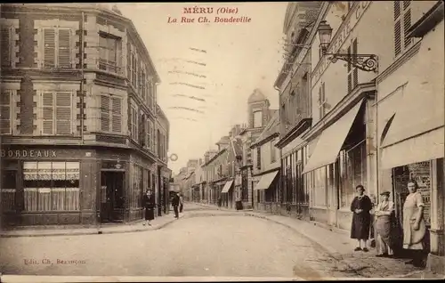 Ak Méru Oise, La Rue Ch. Boudeville