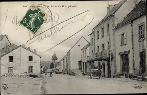 Ak Eygurande Corrèze, Route de Bourg Lastic