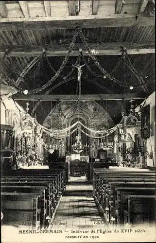 Ak Le Mesnil Germain Calvados, Interieur de l'Eglise