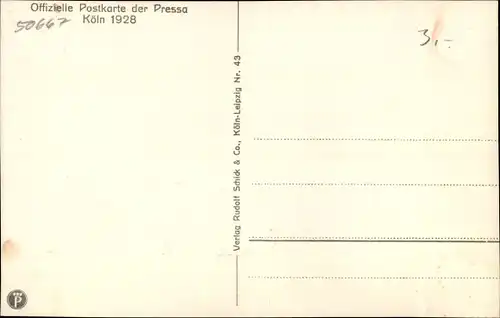 Ak Köln am Rhein, Hauptgebäude der Pressa, Liliputbahn, 1928