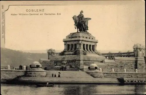 Ak Koblenz am Rhein, Kaiser Wilhelm Denkmal, Deutsches Eck