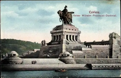 Ak Koblenz am Rhein, Kaiser Wilhelm Denkmal, Deutsches Eck