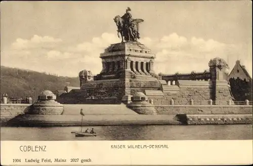 Ak Koblenz am Rhein, Kaiser Wilhelm Denkmal, Deutsches Eck