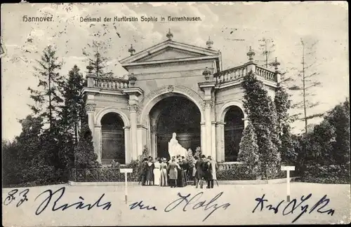 Ak Herrenhausen Hannover in Niedersachsen, Denkmal d. Kurfürstin Sophie