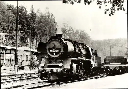 Ak Lokomotive 50 3670-2, Baureihe 50.35-37, Berbersdorf 1980