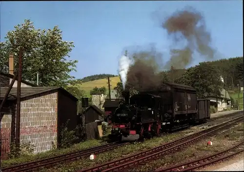 Ak Neudorf Sehmatal Cranzahl, Schmalspurbahn,  Lok 99 1608