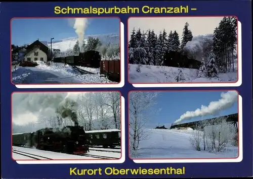 Ak Oberwiesenthal im Erzgebirge, Schmalspurbahn, Winter