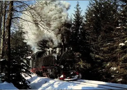 Ak Schmalspurbahn Cranzahl Oberwiesenthal, DB Strecke 518, Vierenstraße, Winter